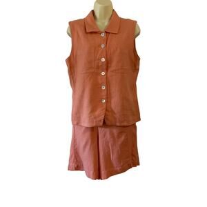Vintage 90’s MixIt Light Orange 2pc. Dress Shorts & Sleeveless Top Size 10